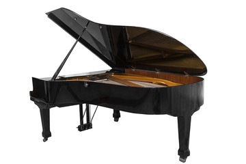 black Grand piano isolated on white background © borisblik
