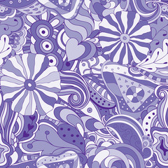 Seamless abstract hand-drawn waves pattern