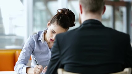 Job interview concept - two business people during recruitment