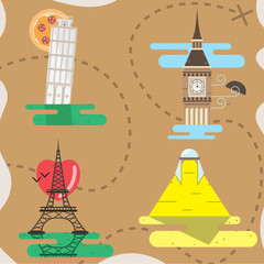 Trip to World. Travel to World. Vacation. Road trip. Tourism. Flat design