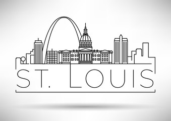 Minimal St. Louis City Linear Skyline with Typographic Design - obrazy, fototapety, plakaty