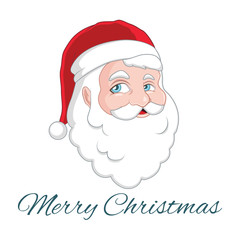 Illustration of Santa portrait with Merry Christmas text