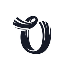U letter logo script lettering. Vector elegant hand drawn letter