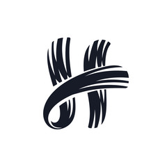 H letter logo script lettering. Vector elegant hand drawn letter