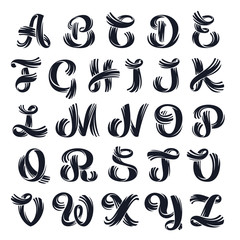 Vector elegant hand drawn alphabet. Script lettering.