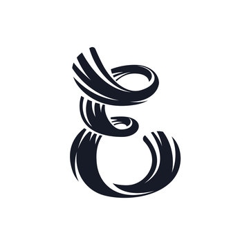 E letter logo script lettering. Vector elegant hand drawn letter