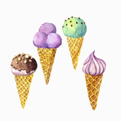 vector watercolor ice cream