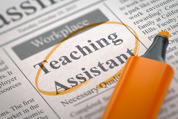 Teaching Assistant Hiring Now. 3D.