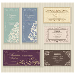 Set of 6 Wedding Invitation card Baroque