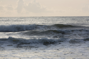beautiful sea with clear sky and with cloud horizon background