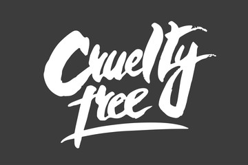 Obraz premium Cruelty free. Hand written lettering. Vector illustration isolated on a black background.