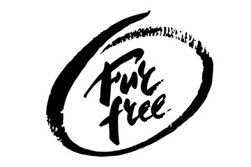 Fur Free. Hand written lettering text. vector illustration isolated over white.