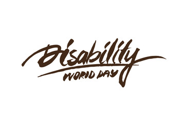 World Disability Day Lettering. Vector illustration isolate over white