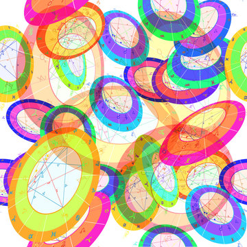 seamless pattern different colored natal astrological chart, zod