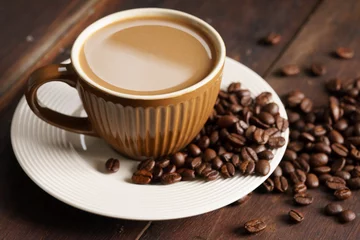 Foto op Plexiglas Coffee cup and coffee beans © shersor