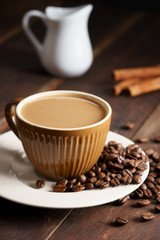 Coffee cup and coffee beans