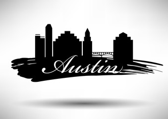 Vector Graphic Design of Austin City Skyline