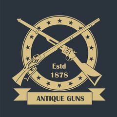 Firearm logo template. Guns, rifles badge. Flat design