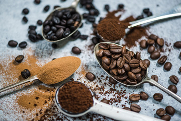 roasted, grained and instant coffee