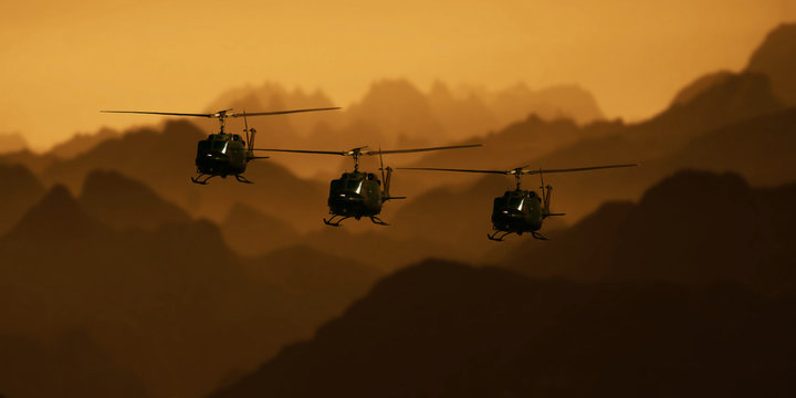 Helicopters at sunrise
