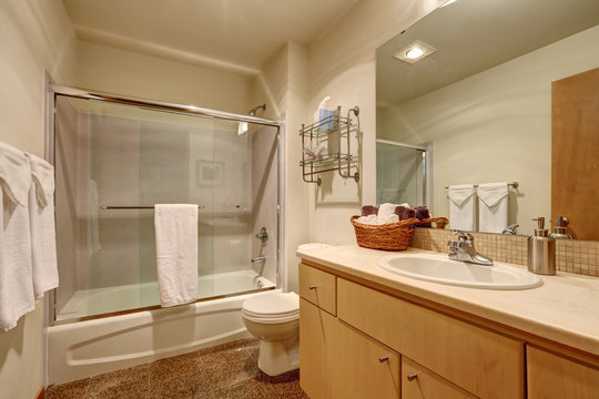 Traditional bathroom interior in American house