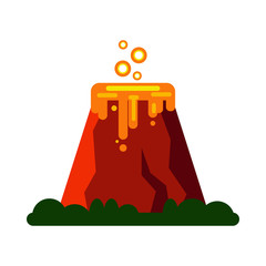 Volcano eruption with hot lava - vector illustration. Mountain icon isolated on white background.