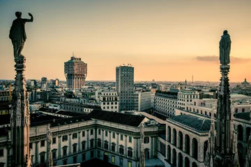  view of Milan city from Duomo roof terrace at dusk © UMB-O