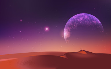 earth from Mars view piont, Mars mountains, view from the valley, science background  Earth and galaxy © Jackie Niam