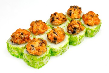 Japanese seafood sushi , roll, isolated