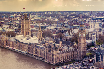 Obraz premium Palace of Westminster in London, vintage effect.
