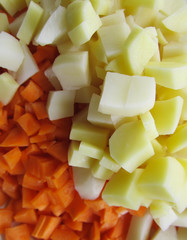 Close up of colorful raw vegetables.