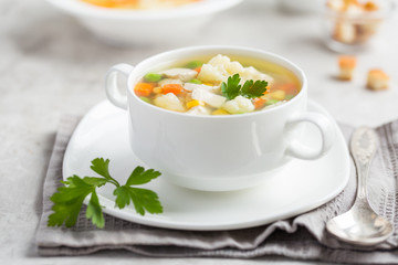 vegetables and chicken soup