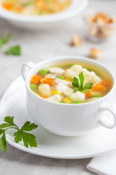 vegetables and chicken soup