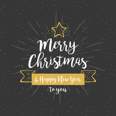 Christmas Quote in Gold and White at Dark Vinatge Background