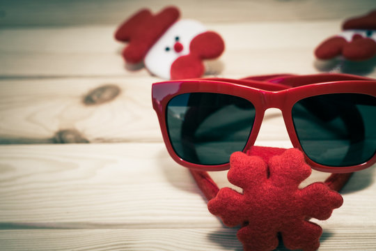 Christmas scene with red sunglasses