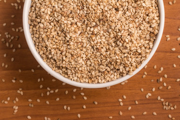 White Sesame into a bowl