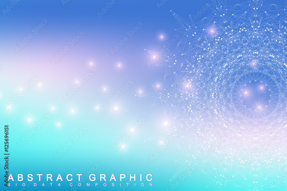 Aufkleber Graphic abstract background communication. Big data complex. Perspective backdrop of depth. Minimal array with compounds lines and dots. Digital data visualization. Big data vector illustration.
