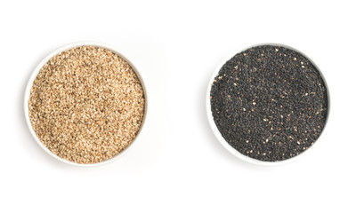 White and black Sesame into a bowl