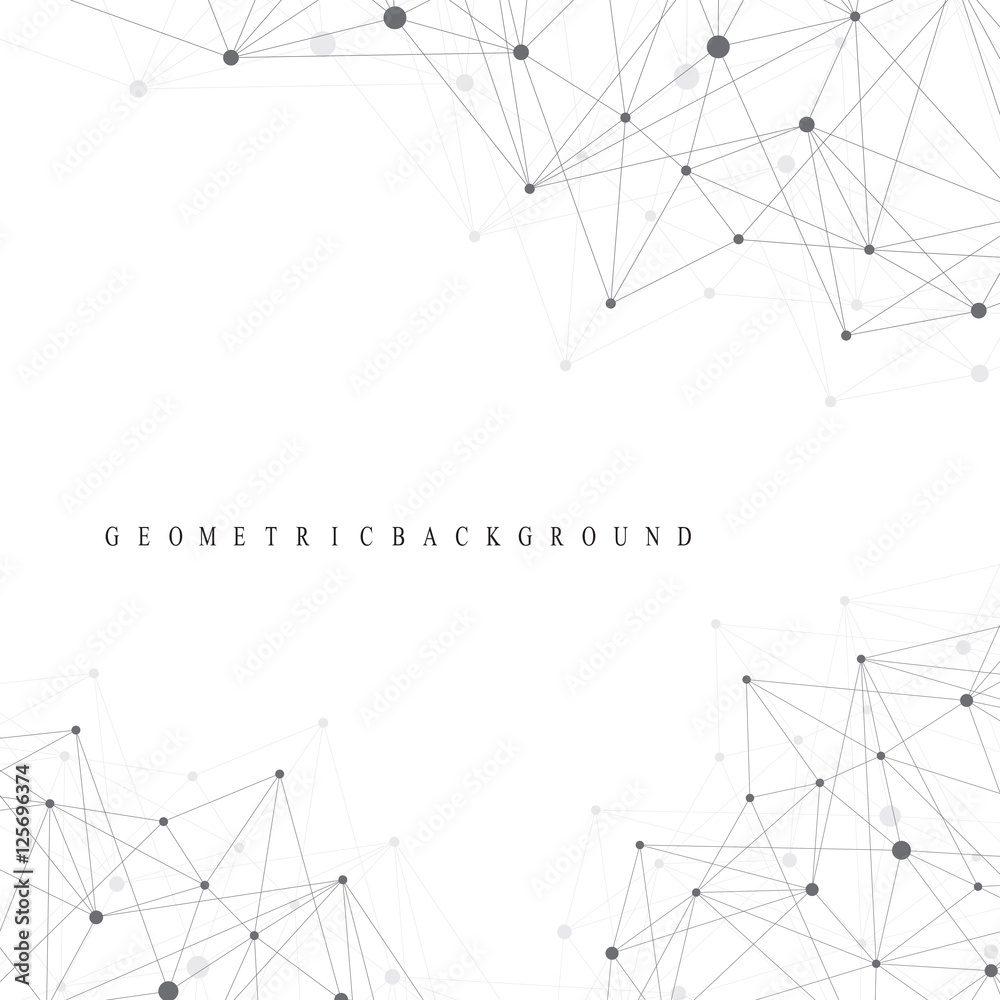 Aufkleber Geometric abstract background with connected line and dots. Graphic background for your design. Vector illustration.