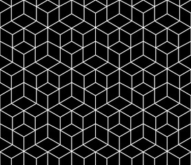 Abstract geometric black and white graphic design print 3d cubes pattern