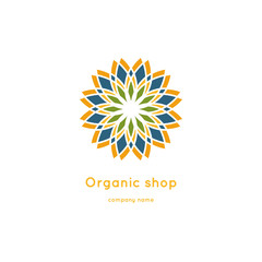 Beautiful circular logo for organic products, cosmetics, boutique.Eco
