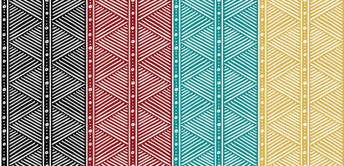 Cotton fabric Tribal Seamless Ethnic African Pattern with Lines.