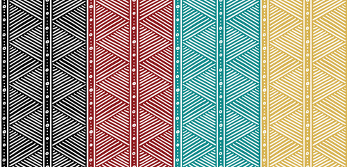 Tribal Seamless Ethnic African Pattern with Lines.