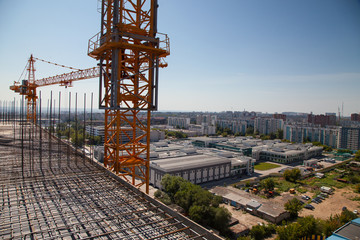 Crane and building construction. big building construction