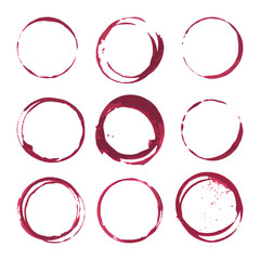 Red wine stains. Traces wine splashes set. Vector. - 125697523