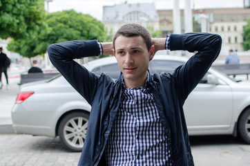 Young man resting and walking