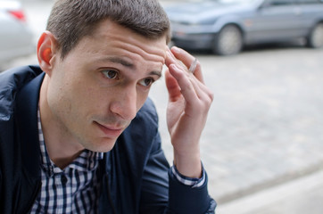 Young man resting and walking
