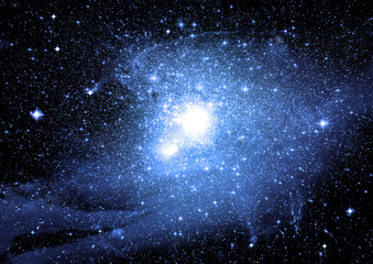 Fototapeta premium Stars, dust and gas nebula in a far galaxy