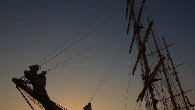 Sailing ship  at sunset