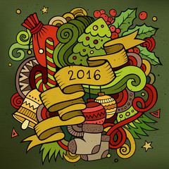 2016 New year doodles elements background. Vector illustration